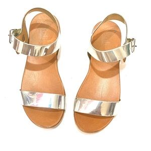 Metallic Silver Ankle Strap Sandals